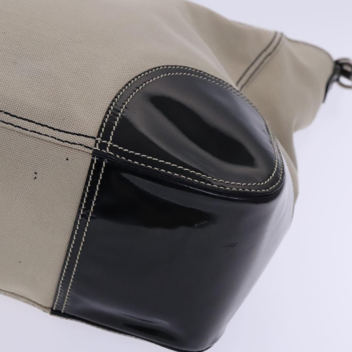 PRADA Tote Bag Canvas Beige Auth bs23380