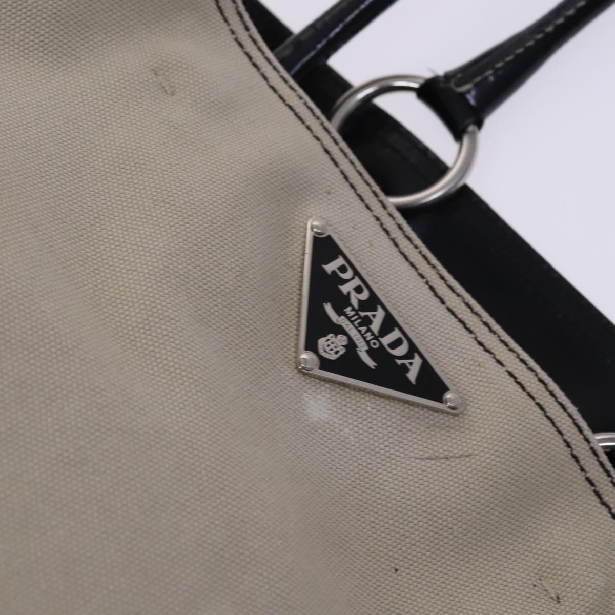 PRADA Tote Bag Canvas Beige Auth bs23380