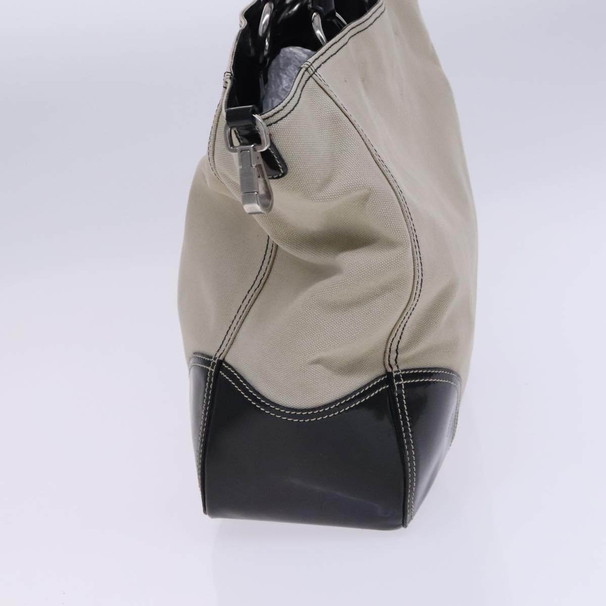 PRADA Tote Bag Canvas Beige Auth bs23380