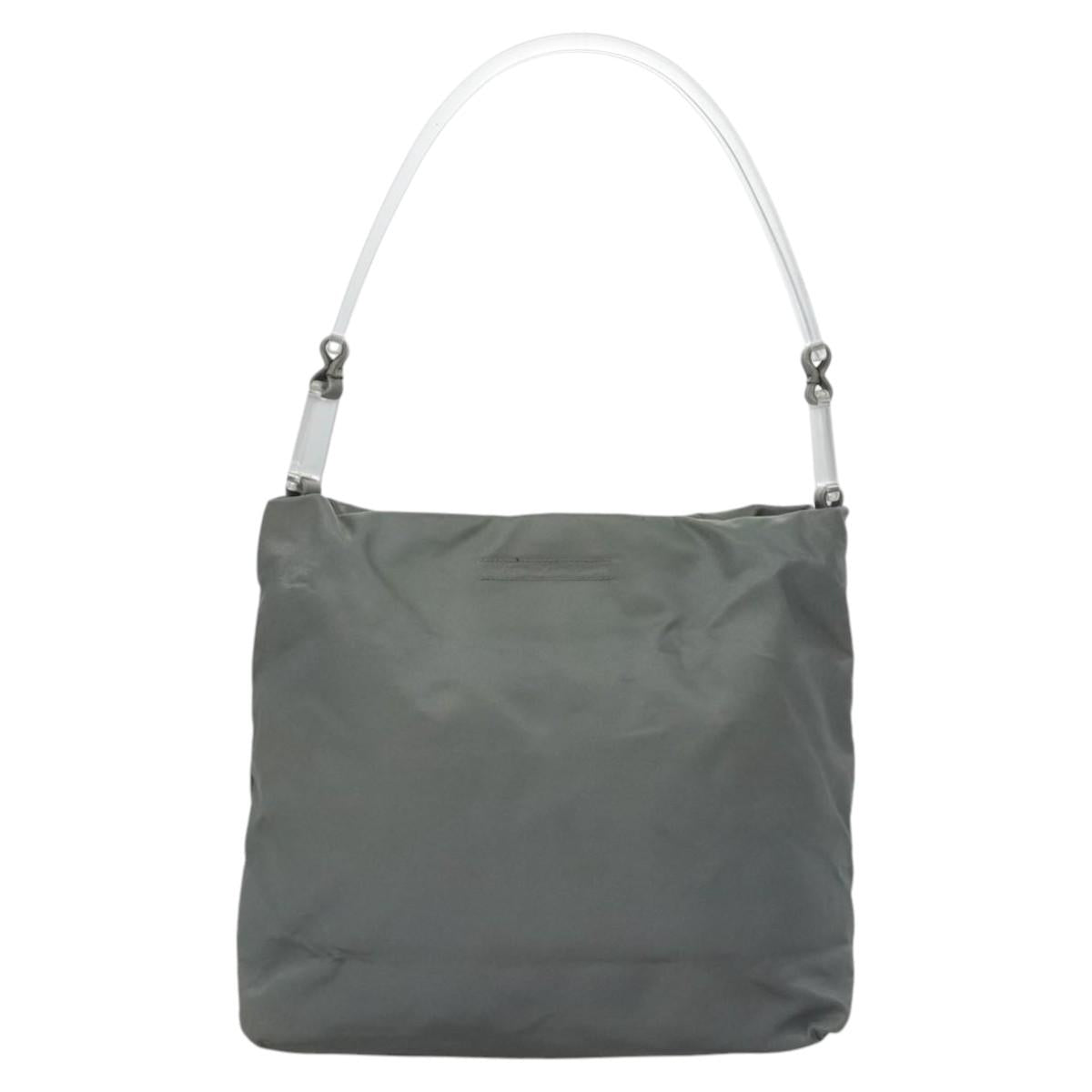 PRADA Shoulder Bag Nylon Gray Auth bs23398