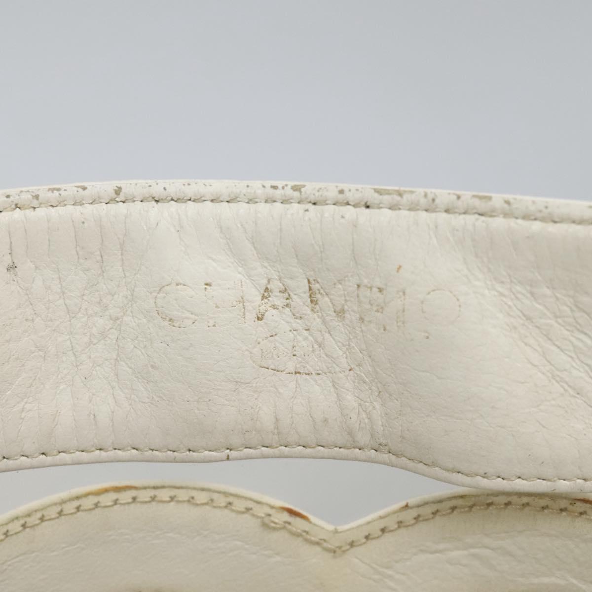 CHANEL Triple Coco Chain Tote Bag Vinyl Leather White Gold CC Auth bs23423