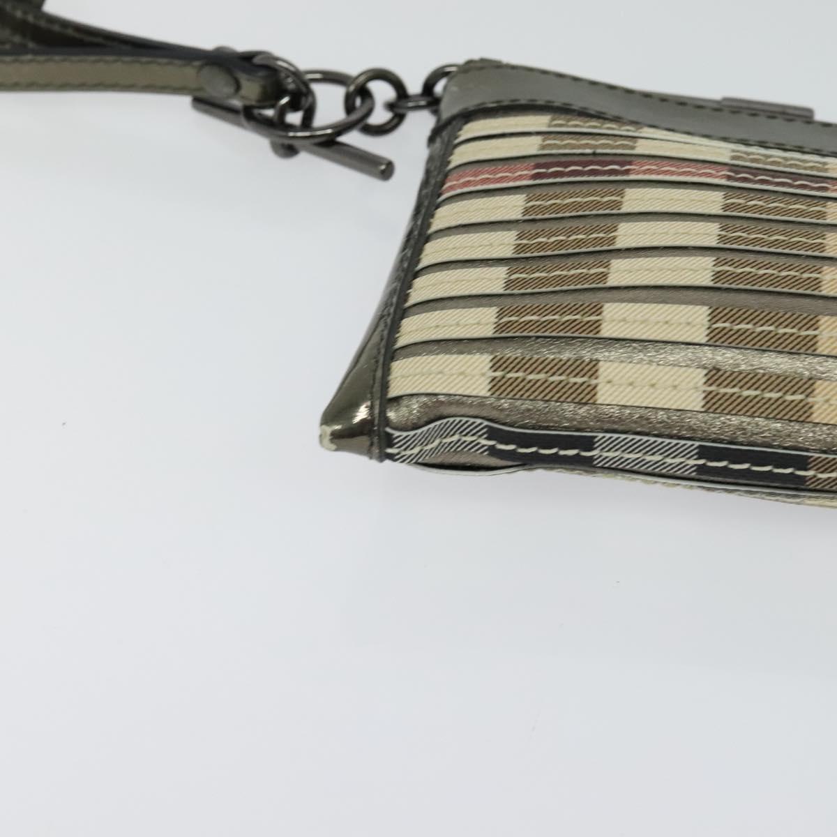 BURBERRY Nova Check Clutch Bag PVC Beige Gold Auth bs23425