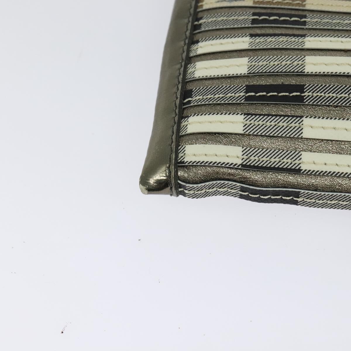 BURBERRY Nova Check Clutch Bag PVC Beige Gold Auth bs23425