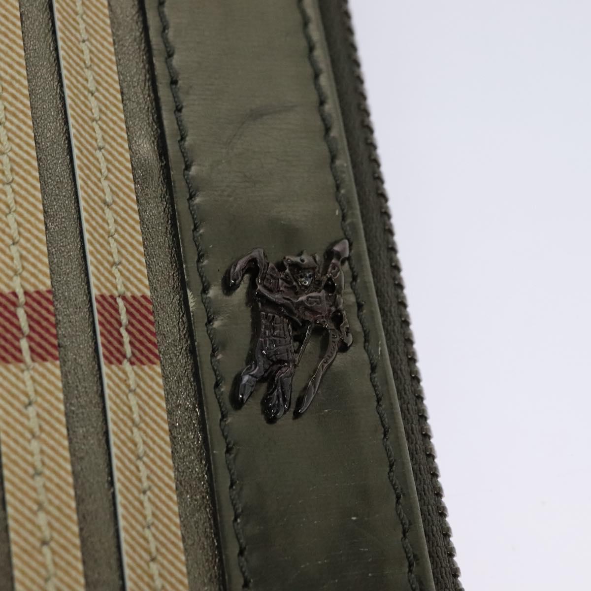 BURBERRY Nova Check Clutch Bag PVC Beige Gold Auth bs23425