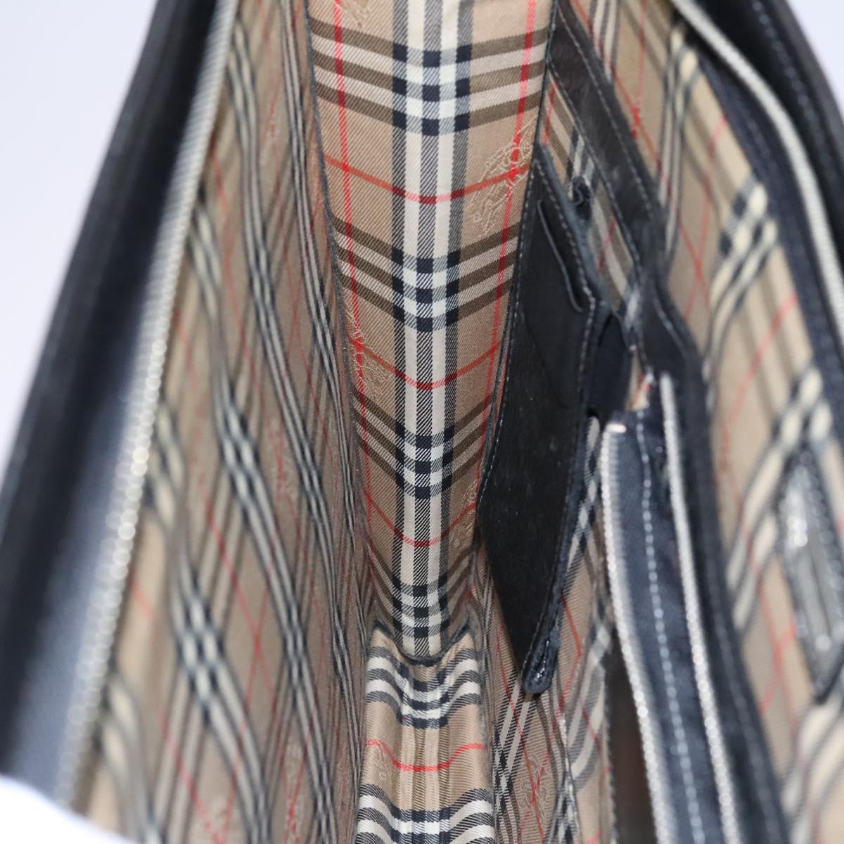 Burberrys Hand Bag Leather Black Auth bs23427