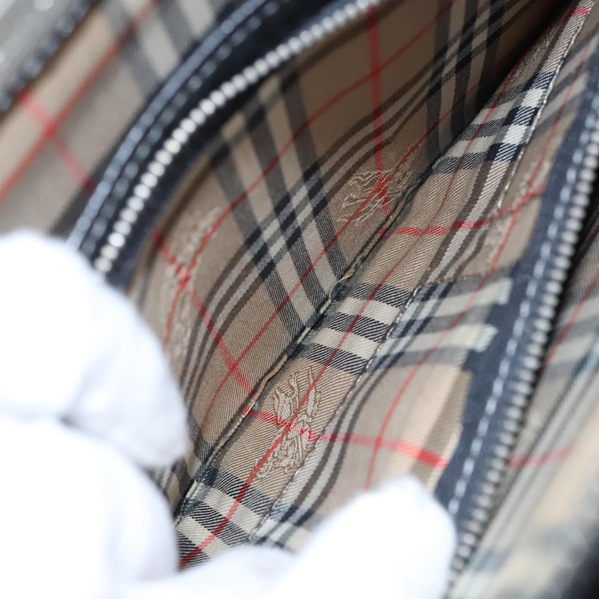 Burberrys Hand Bag Leather Black Auth bs23427