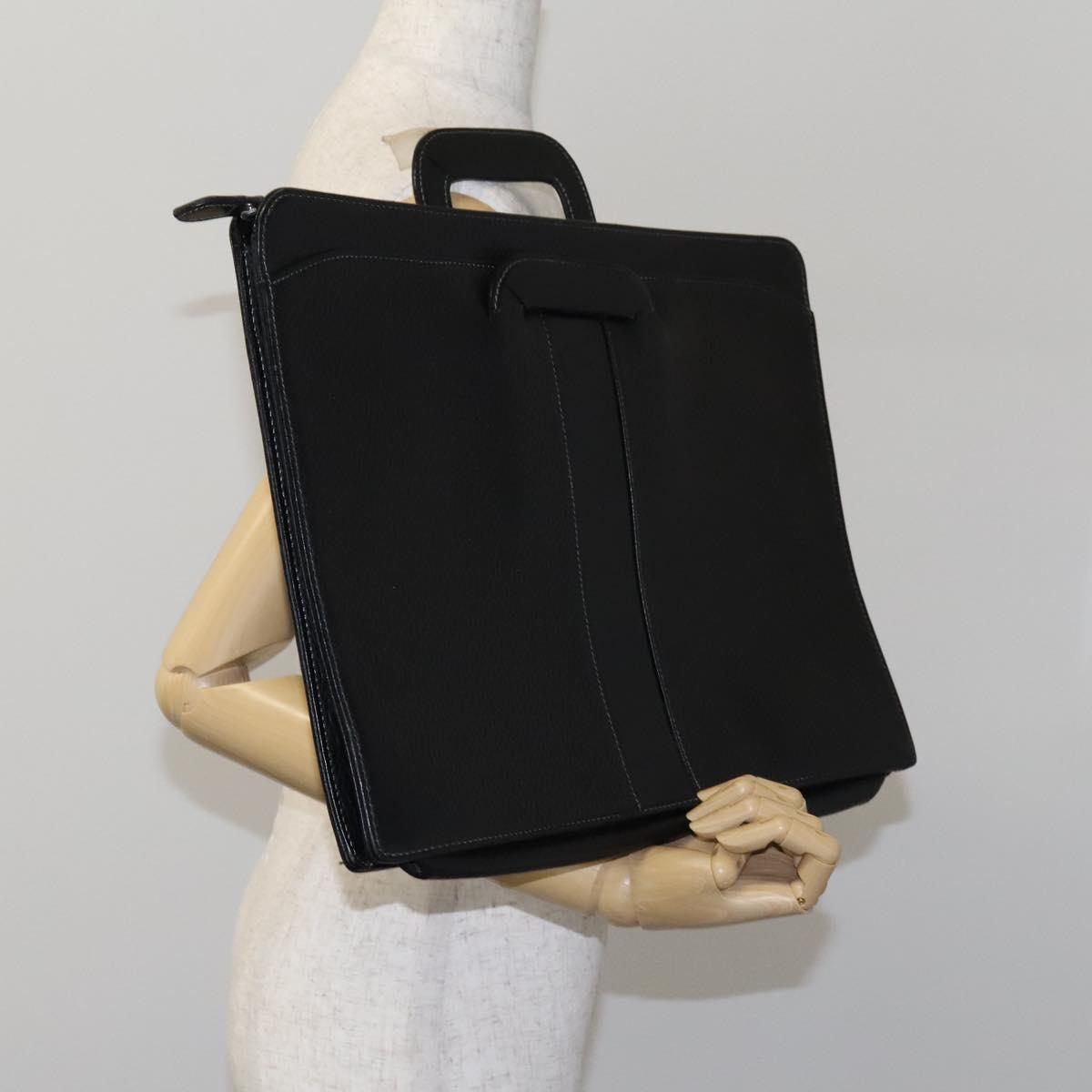 Burberrys Hand Bag Leather Black Auth bs23427