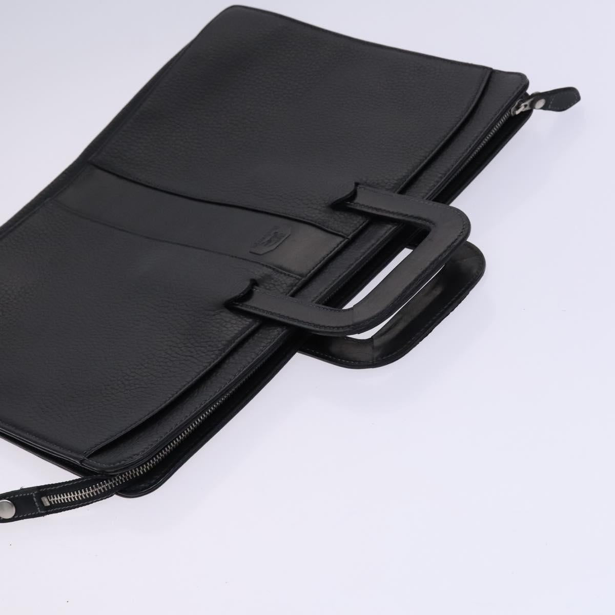 Burberrys Hand Bag Leather Black Auth bs23427