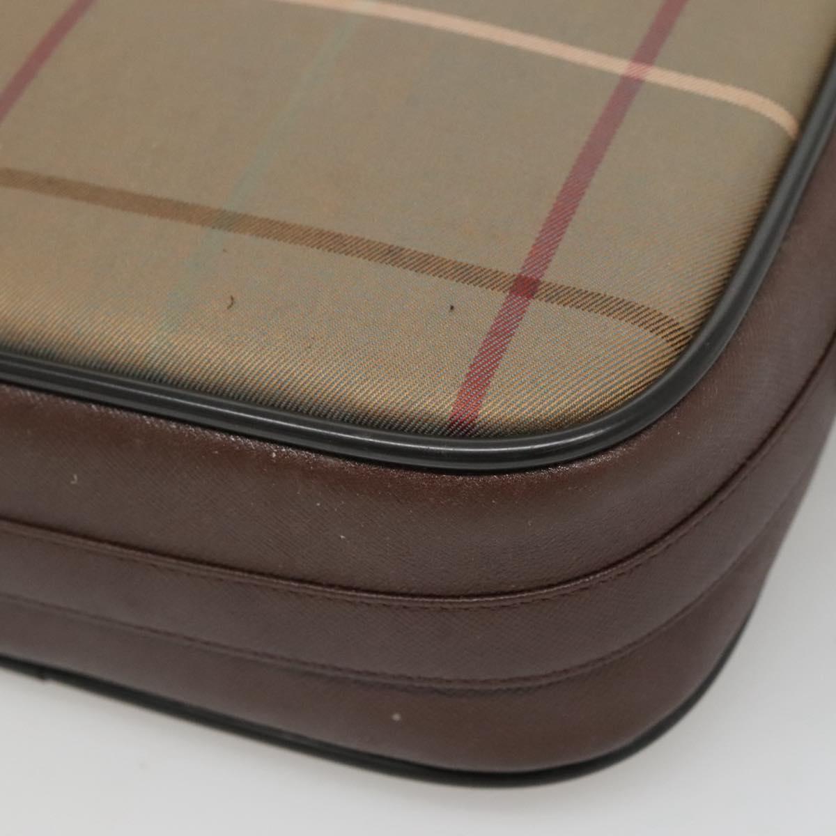 Burberrys Nova Check Shoulder Bag Canvas Beige Gold Auth bs23437