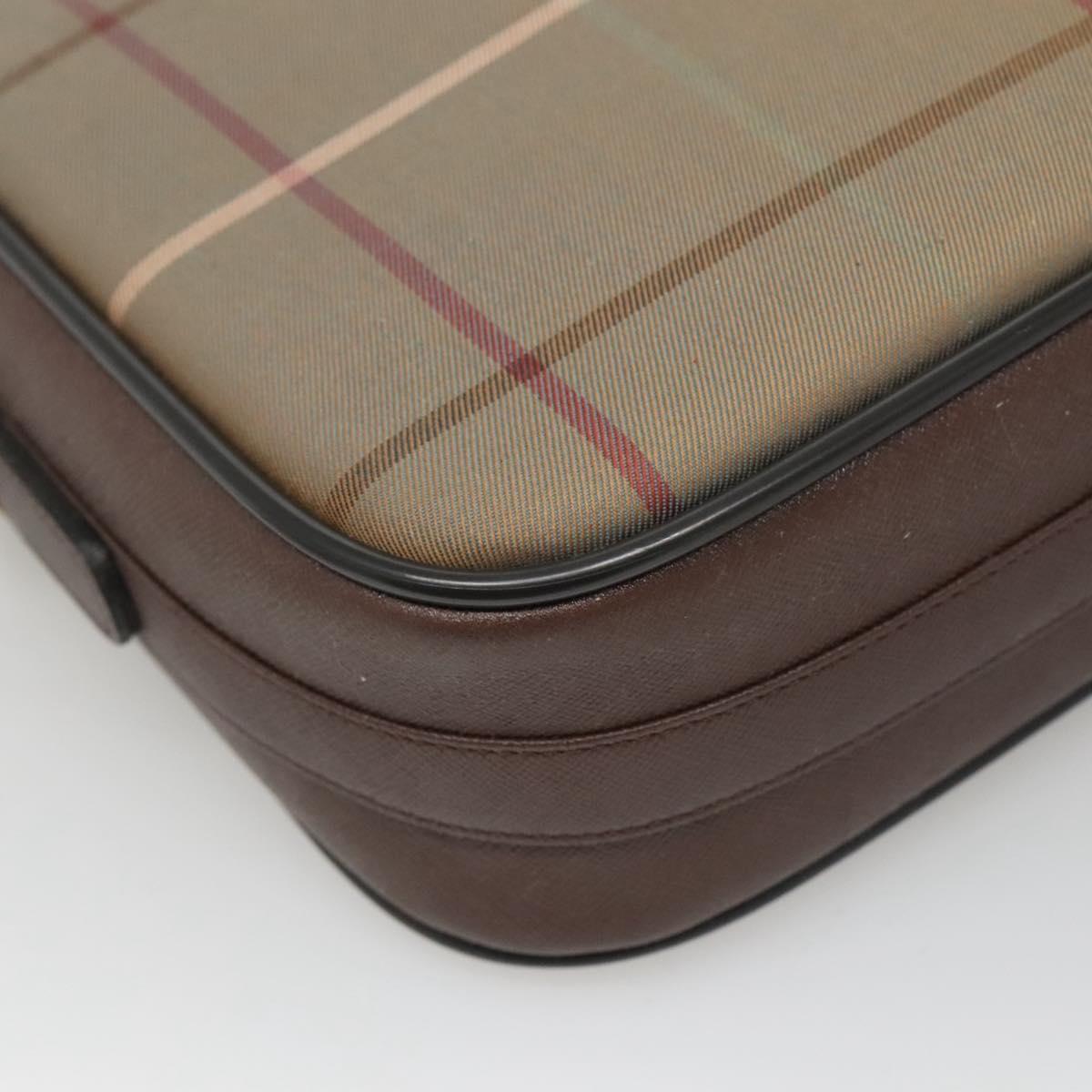 Burberrys Nova Check Shoulder Bag Canvas Beige Gold Auth bs23437