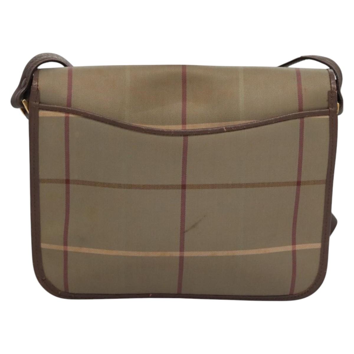 Burberrys Nova Check Shoulder Bag Canvas Beige Gold Auth bs23438