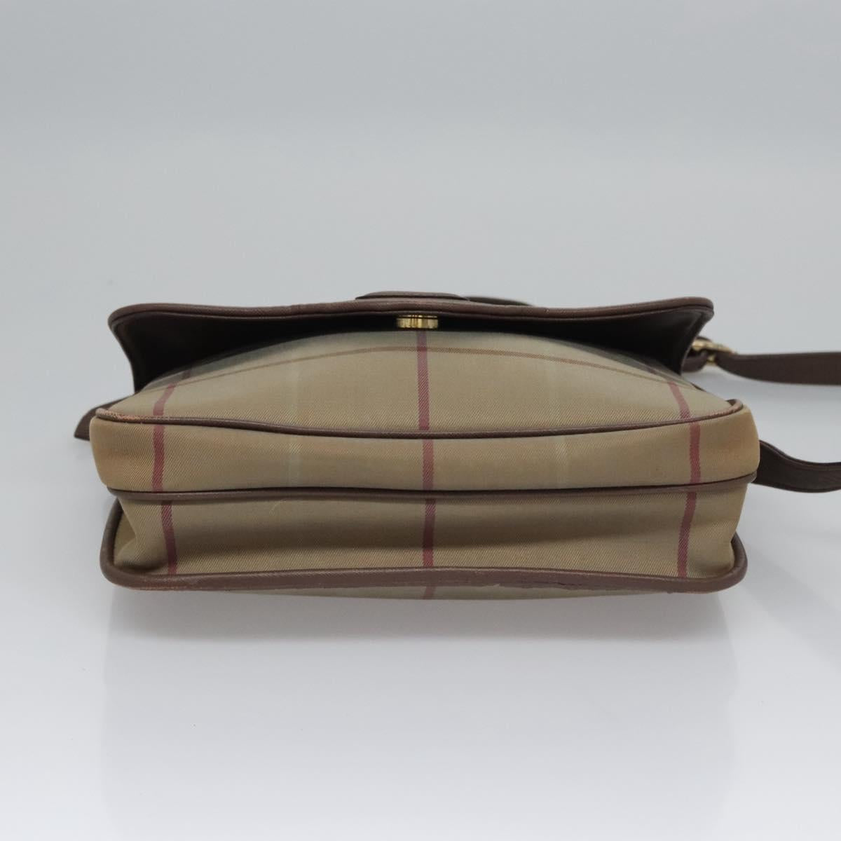 Burberrys Nova Check Shoulder Bag Canvas Beige Gold Auth bs23438