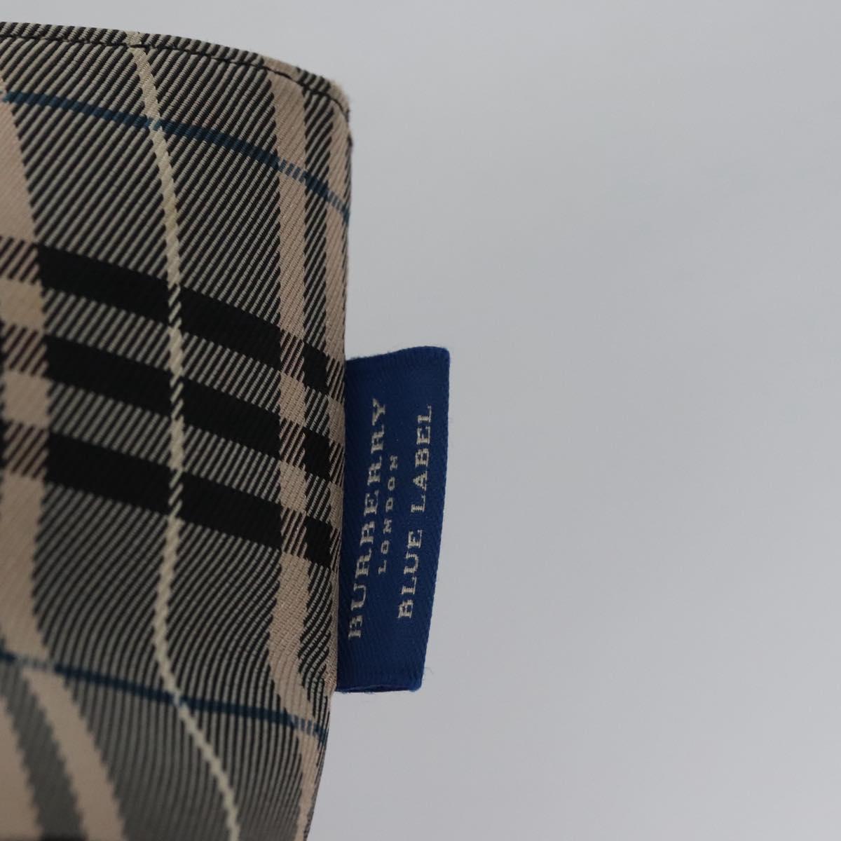 BURBERRY Nova Check Blue Label Tote Bag Nylon Beige Silver Auth bs23441