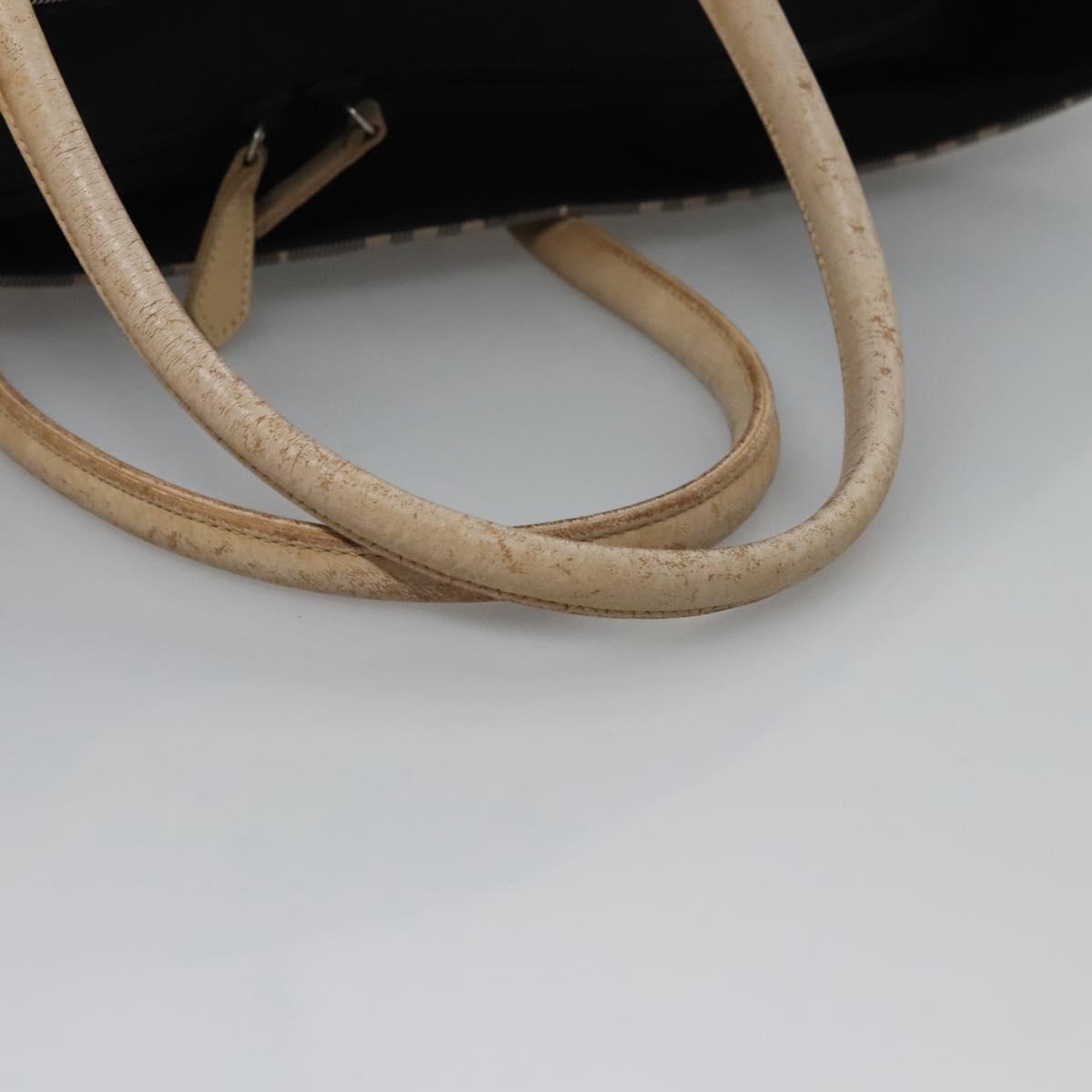 BURBERRY Nova Check Blue Label Tote Bag Nylon Beige Silver Auth bs23441