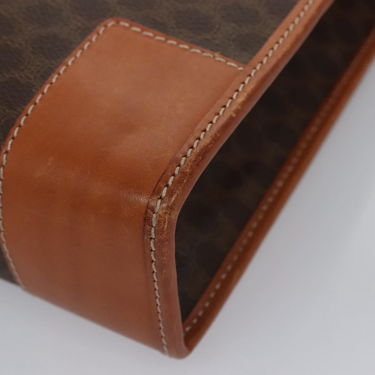 CELINE Macadam Canvas Hand Bag PVC Leather Brown Auth bs23451