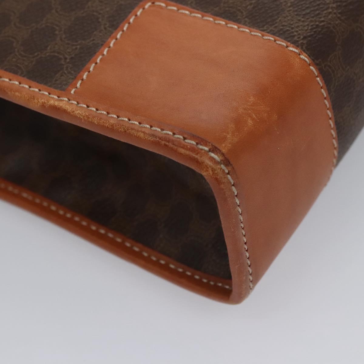 CELINE Macadam Canvas Hand Bag PVC Leather Brown Auth bs23451