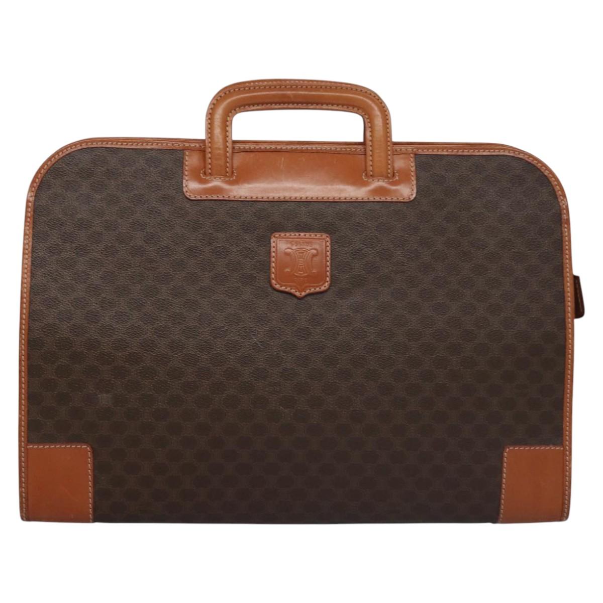 CELINE Macadam Canvas Hand Bag PVC Leather Brown Auth bs23451