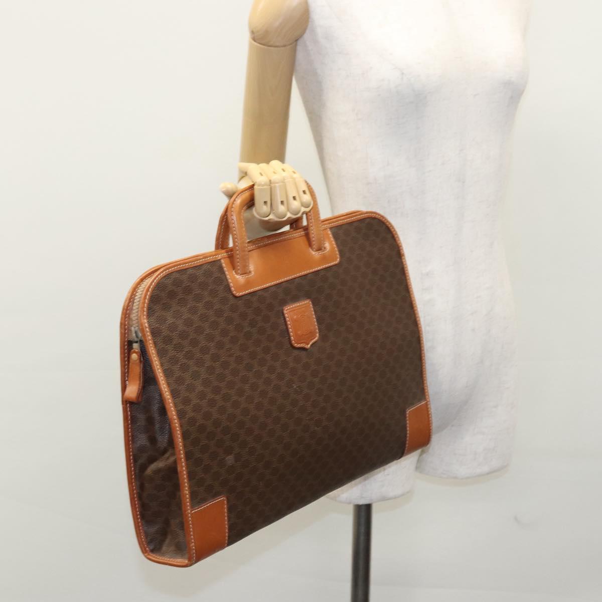 CELINE Macadam Canvas Hand Bag PVC Leather Brown Auth bs23451