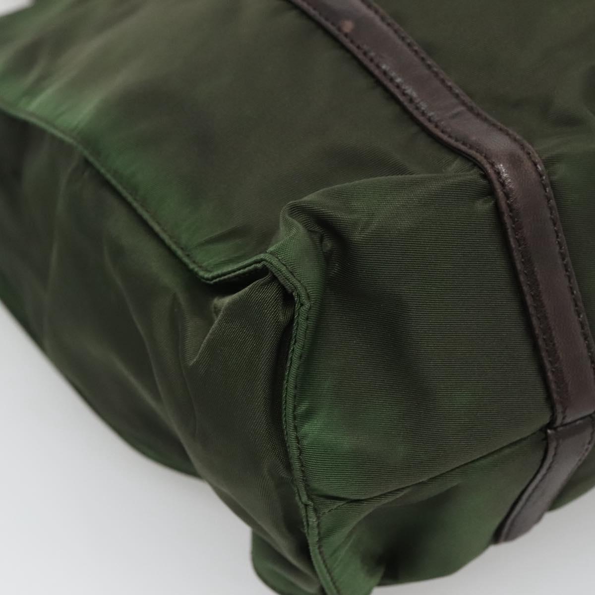 PRADA Shoulder Bag Nylon Khaki Silver Auth bs23455