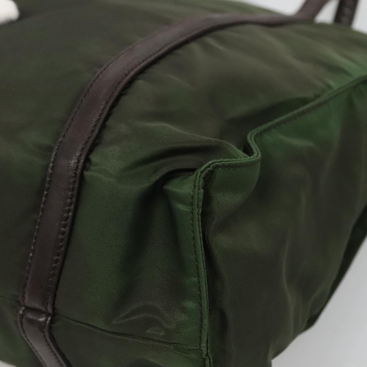 PRADA Shoulder Bag Nylon Khaki Silver Auth bs23455