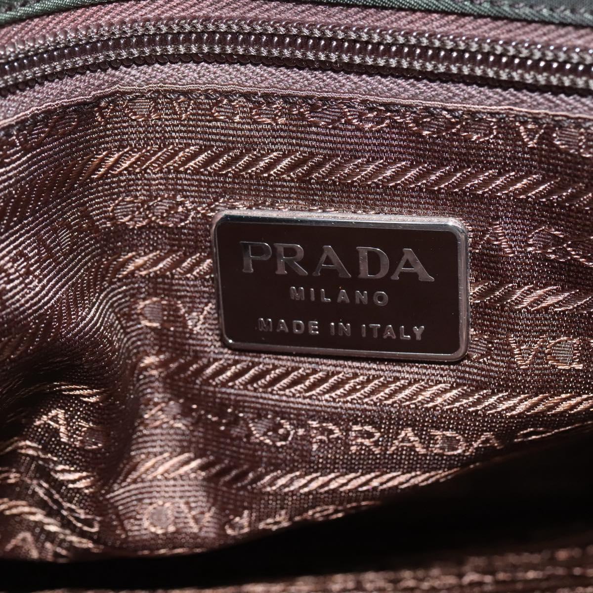PRADA Shoulder Bag Nylon Khaki Silver Auth bs23455