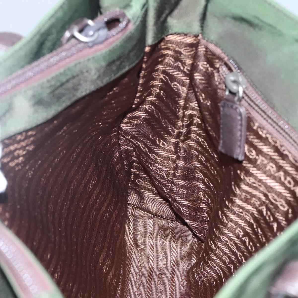 PRADA Shoulder Bag Nylon Khaki Silver Auth bs23455