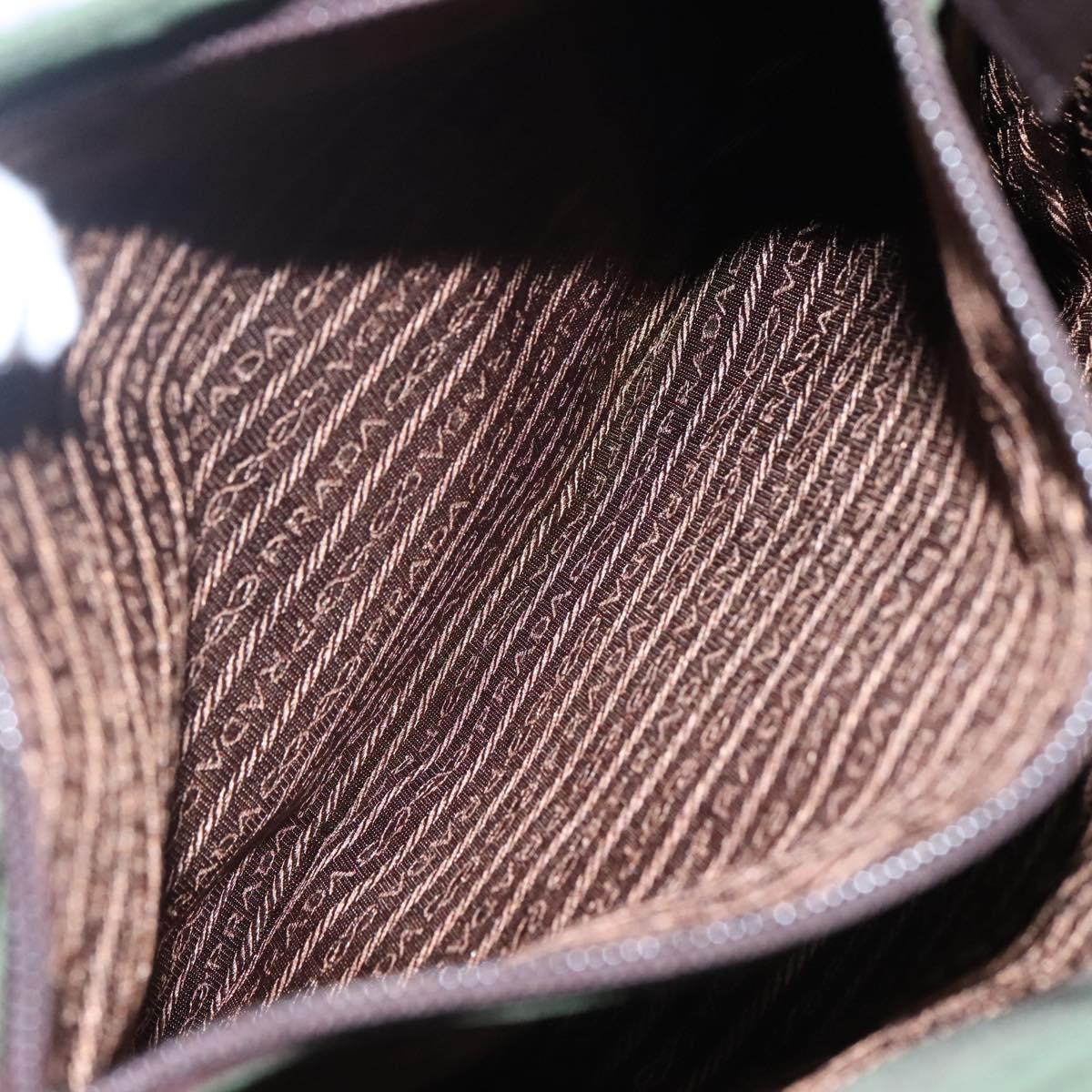 PRADA Shoulder Bag Nylon Khaki Silver Auth bs23455