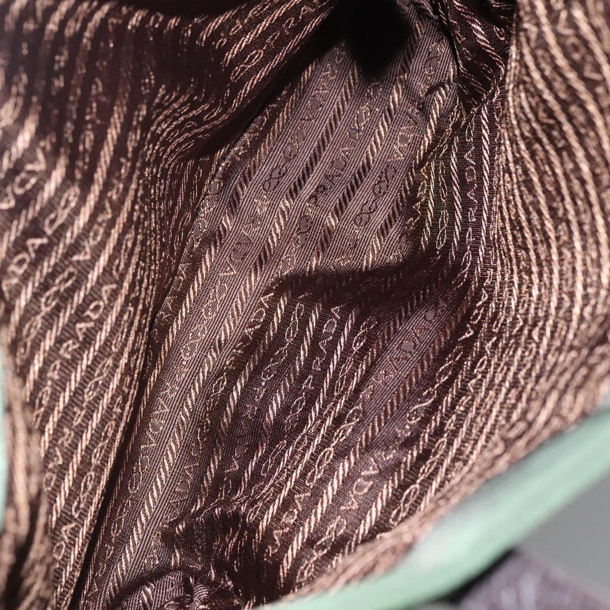 PRADA Shoulder Bag Nylon Khaki Silver Auth bs23455