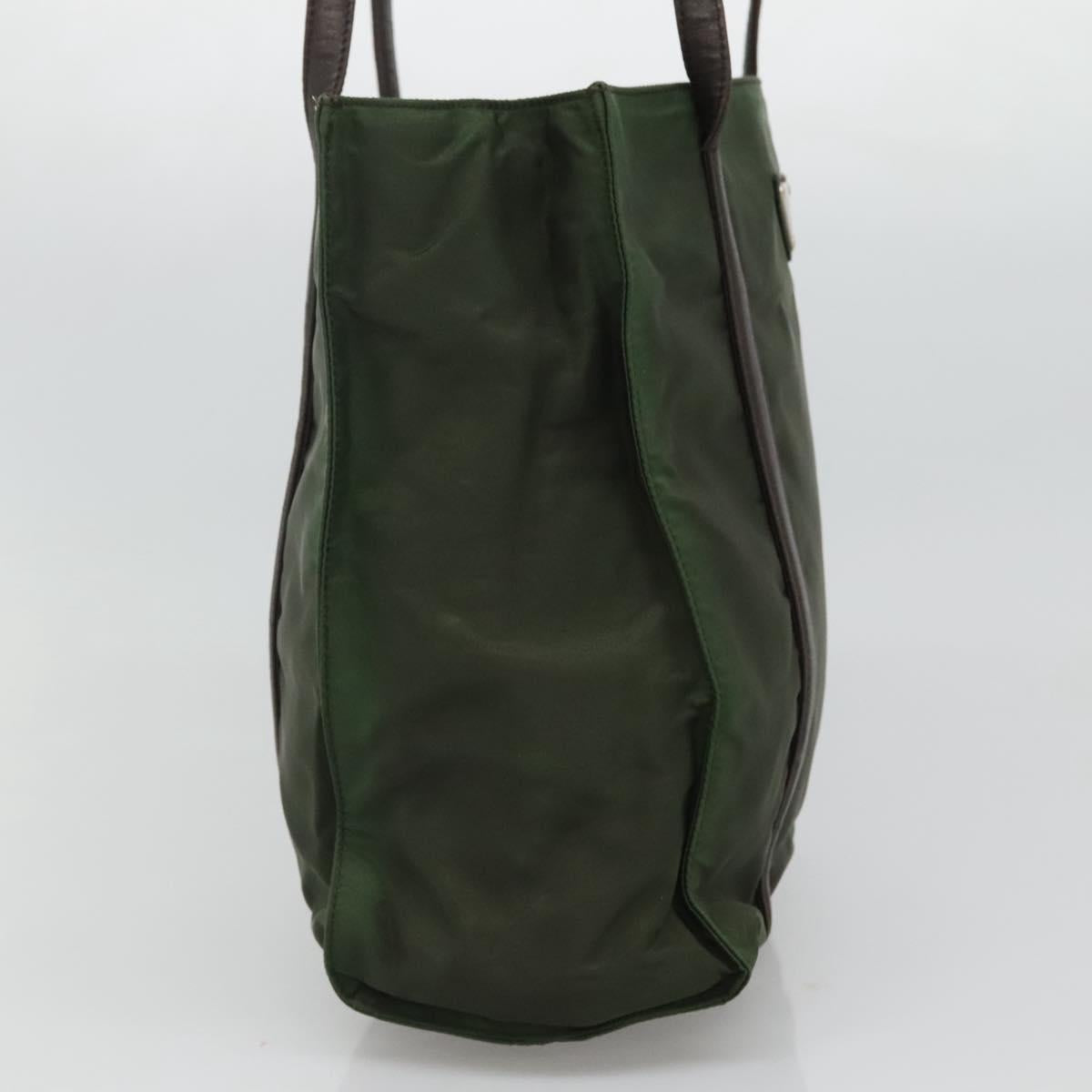 PRADA Shoulder Bag Nylon Khaki Silver Auth bs23455