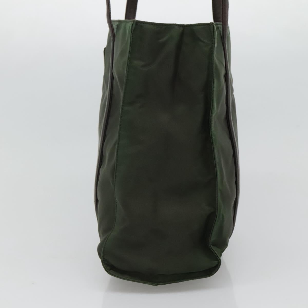 PRADA Shoulder Bag Nylon Khaki Silver Auth bs23455