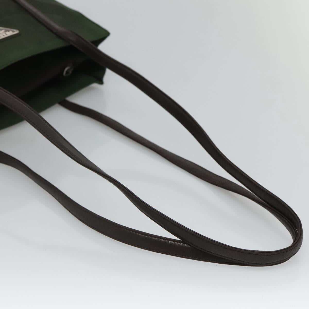 PRADA Shoulder Bag Nylon Khaki Silver Auth bs23455