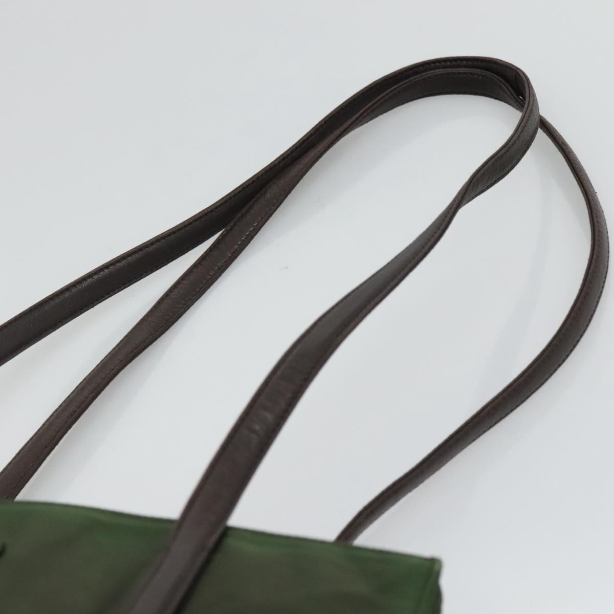 PRADA Shoulder Bag Nylon Khaki Silver Auth bs23455