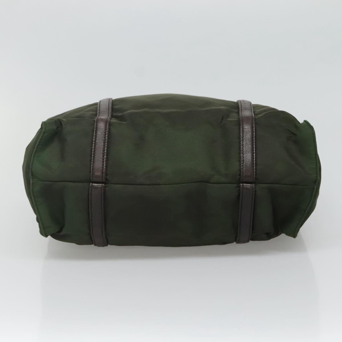 PRADA Shoulder Bag Nylon Khaki Silver Auth bs23455