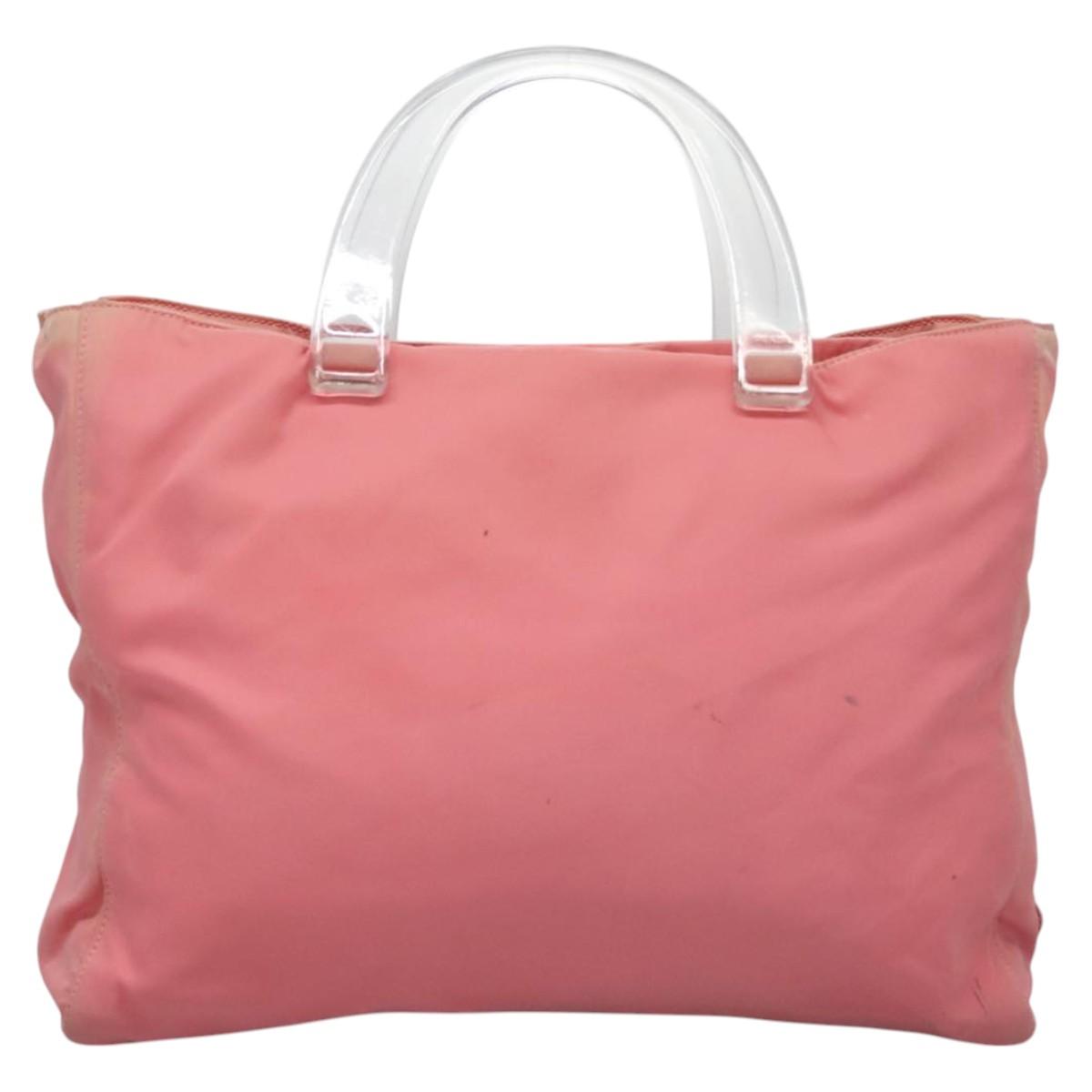 PRADA Hand Bag Nylon plastic Pink Clear Auth bs23458