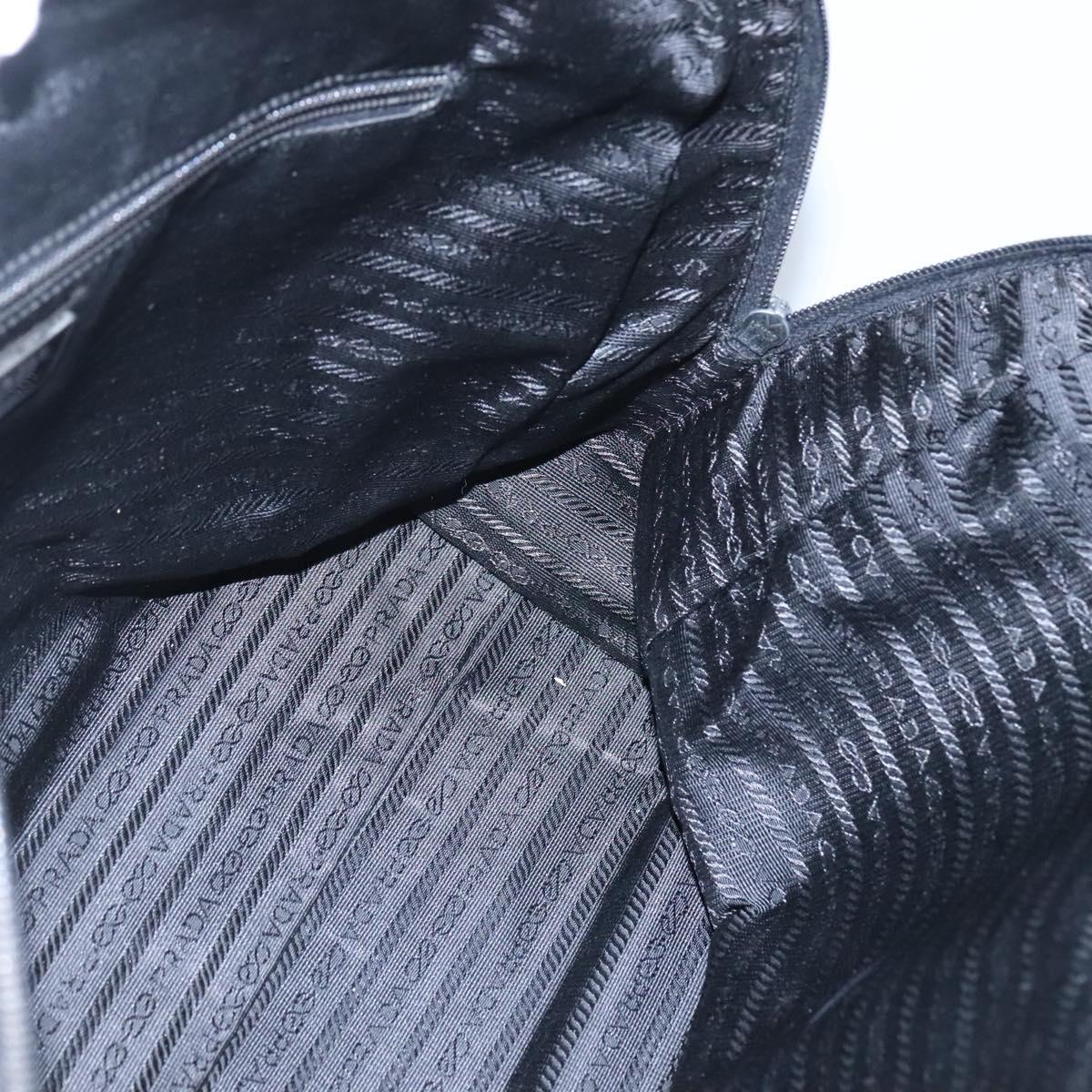 PRADA Hand Bag Black Silver Auth bs23459