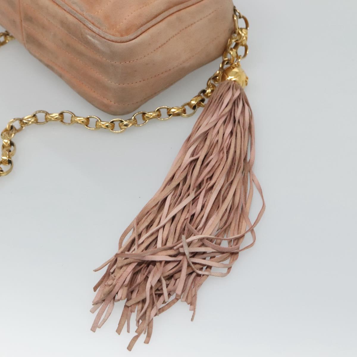 CHANEL Mademoiselle Chain Shoulder Bag Suede Pink CC Auth bs23471