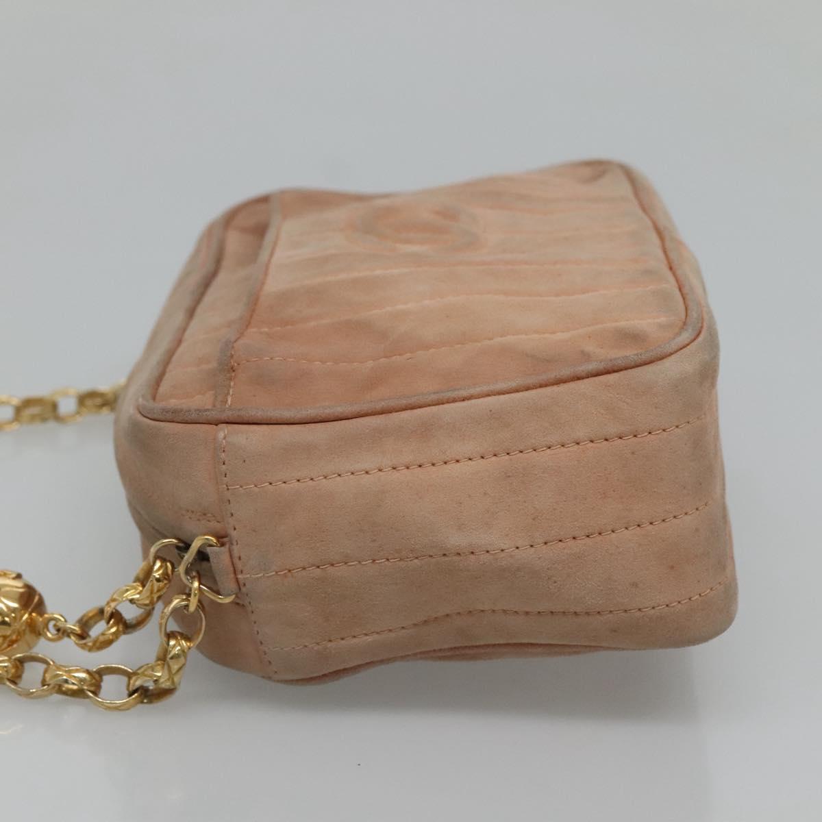 CHANEL Mademoiselle Chain Shoulder Bag Suede Pink CC Auth bs23471