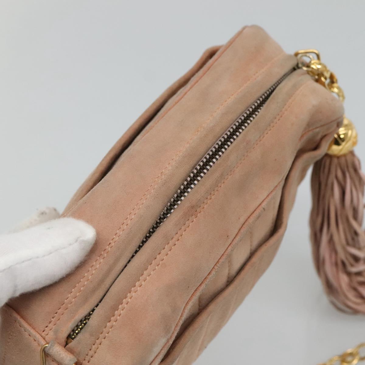 CHANEL Mademoiselle Chain Shoulder Bag Suede Pink CC Auth bs23471