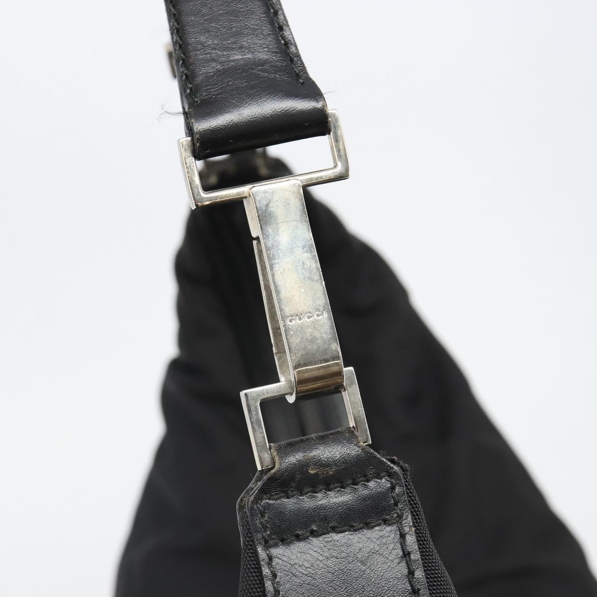 GUCCI Shoulder Bag Nylon Black Silver 012 1553 0326 Auth bs23480