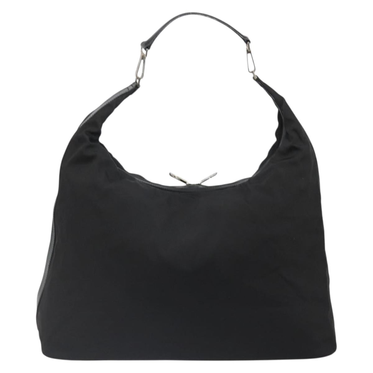 GUCCI Shoulder Bag Nylon Black Silver 012 1553 0326 Auth bs23480
