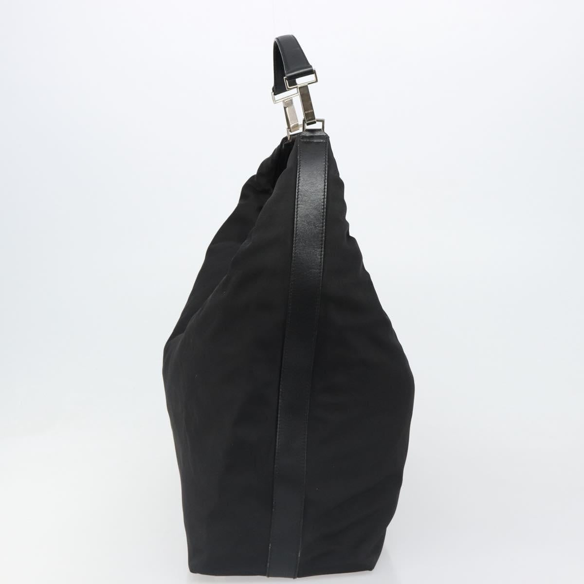 GUCCI Shoulder Bag Nylon Black Silver 012 1553 0326 Auth bs23480