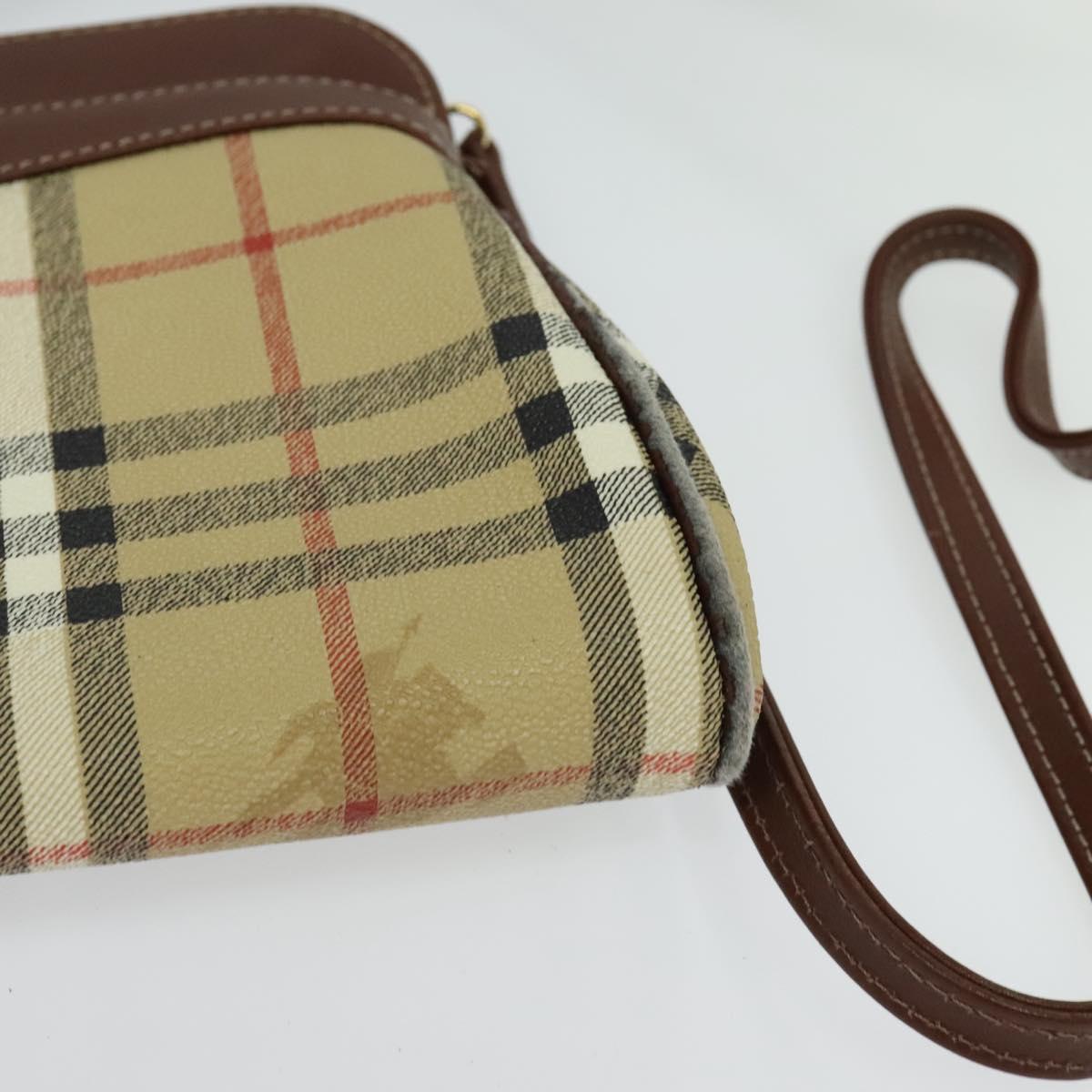 Burberrys Nova Check Shoulder Bag PVC Beige Brown gold Auth bs23485