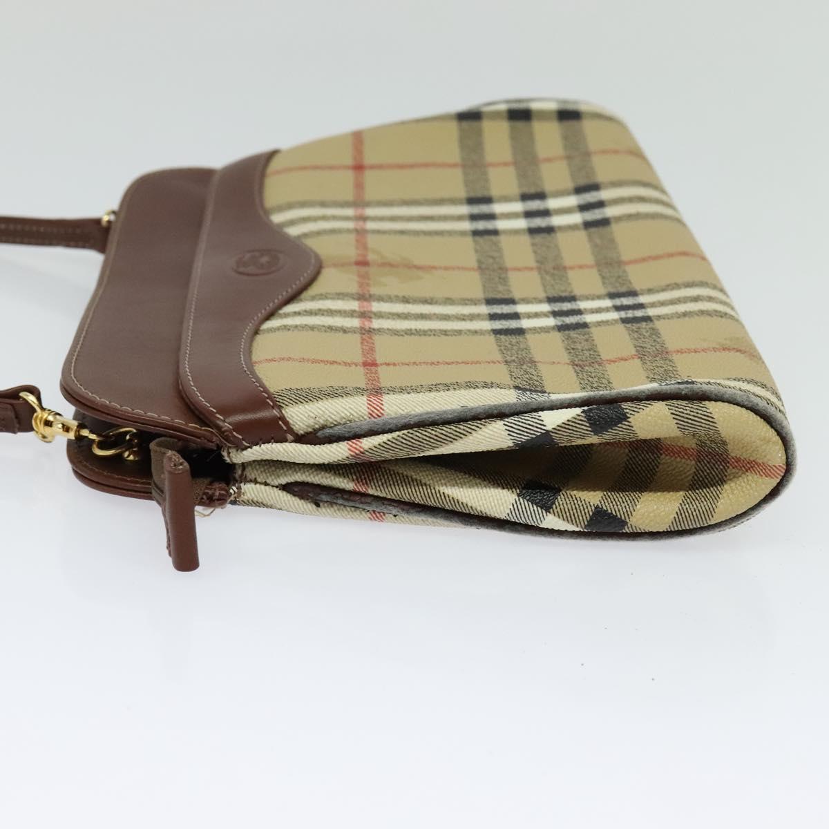 Burberrys Nova Check Shoulder Bag PVC Beige Brown gold Auth bs23485