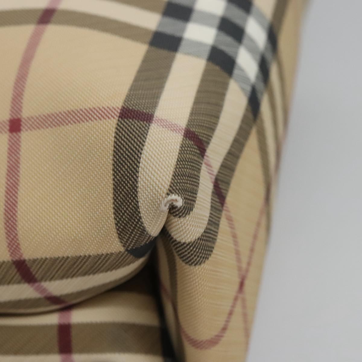 BURBERRY Nova Check Hand Bag PVC Beige Silver Auth bs23486