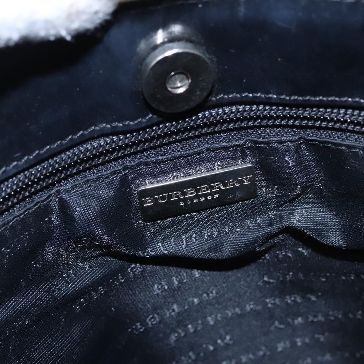 BURBERRY Nova Check Hand Bag PVC Beige Silver Auth bs23486