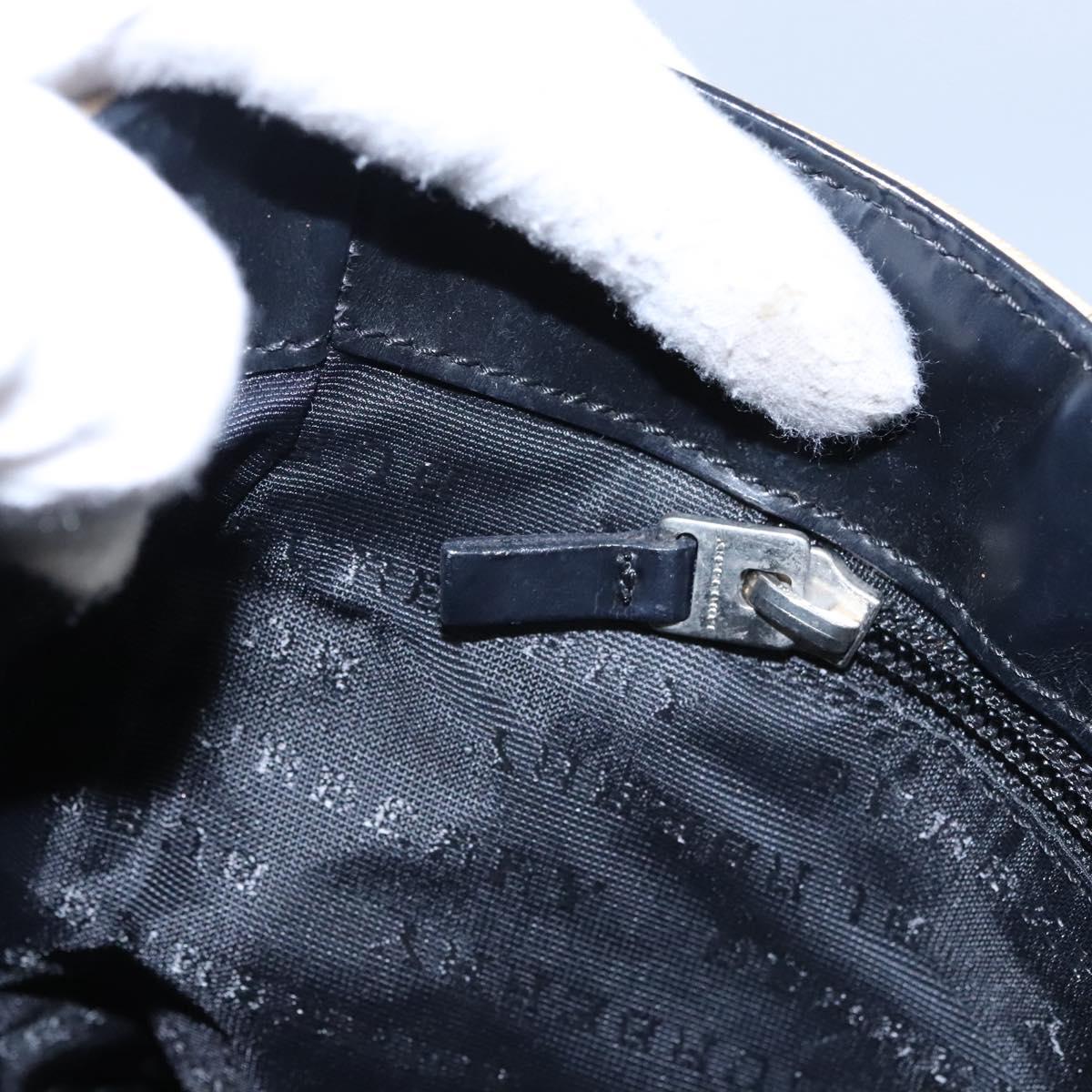 BURBERRY Nova Check Hand Bag PVC Beige Silver Auth bs23486