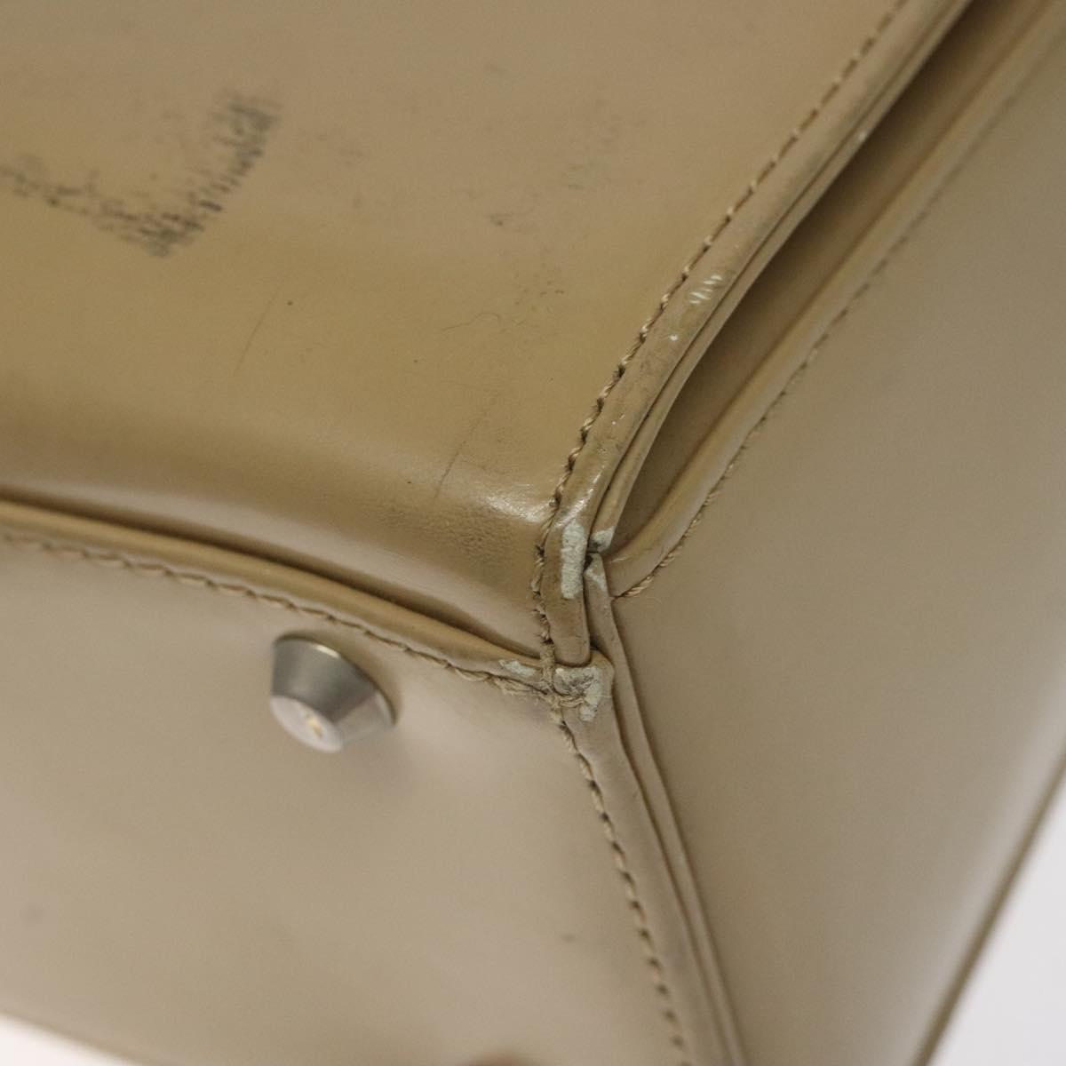 SAINT LAURENT Shoulder Bag Leather Beige Silver Auth bs23487