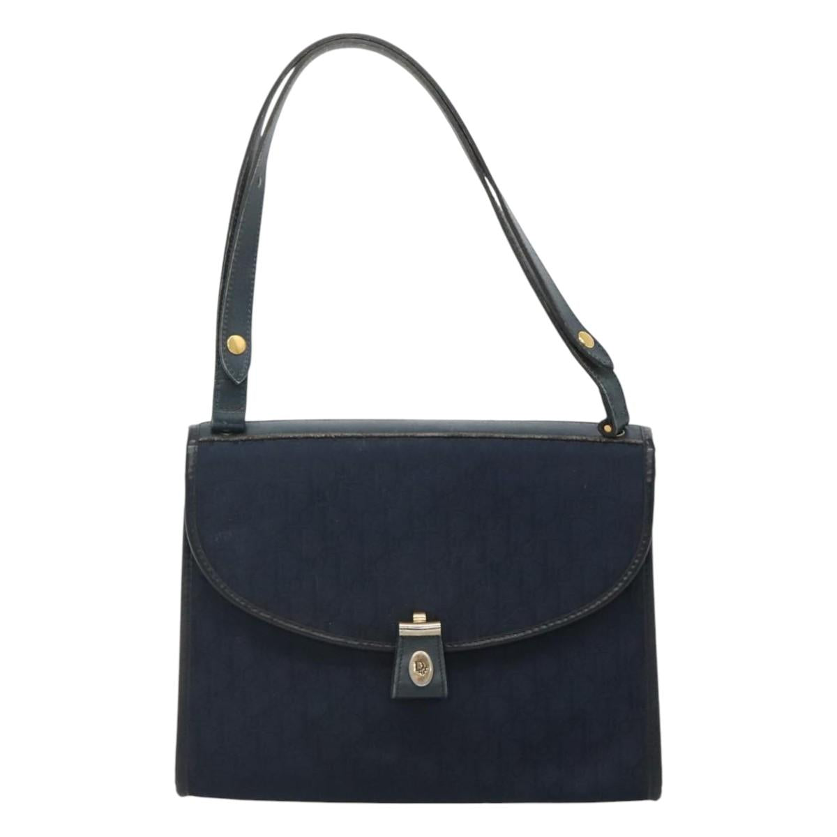Christian Dior Trotter Canvas Shoulder Bag Navy Auth bs23493