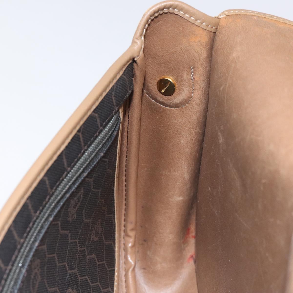 Christian Dior Honeycomb Canvas Shoulder Bag PVC Black Brown gold Auth bs23494