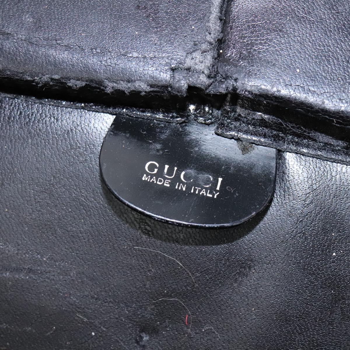 GUCCI Business Bag Enamel Black Auth bs23505